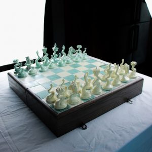 Jeu d'Échecs Vert-Argent et Jaune