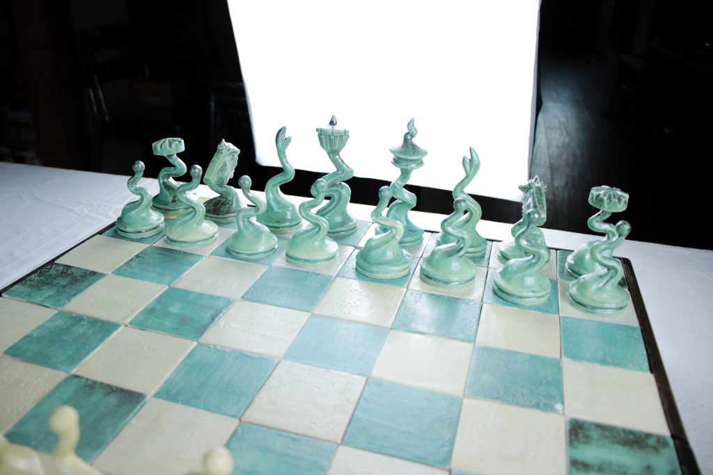 Jeu d'Échecs Vert-Argent et Jaune