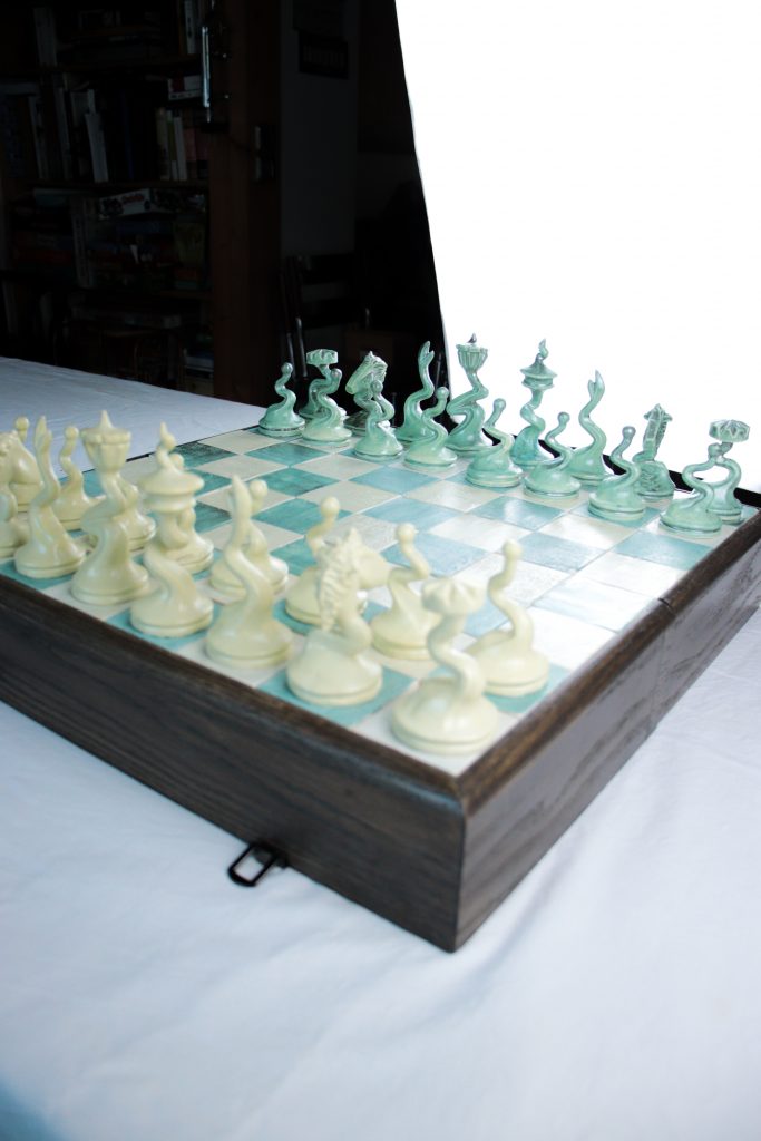 Jeu d'Échecs Vert-Argent et Jaune