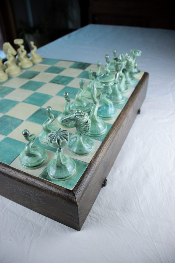 Jeu d'Échecs Vert-Argent et Jaune