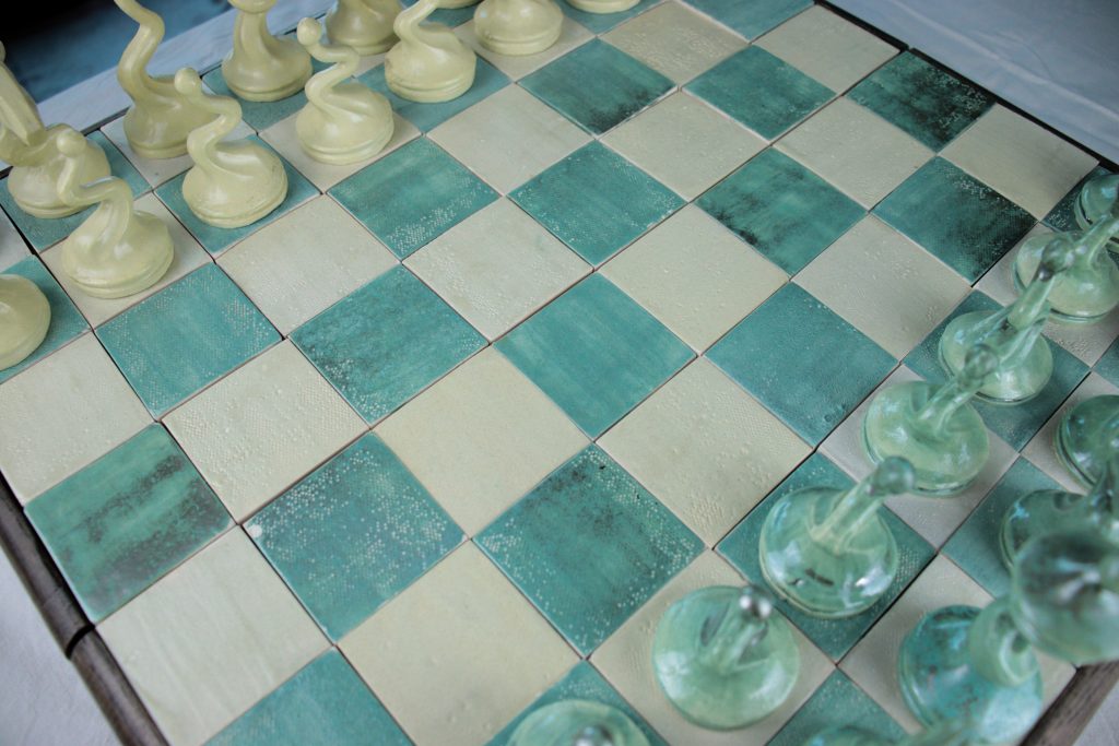 Jeu d'Échecs Vert-Argent et Jaune