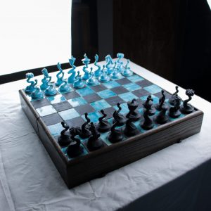 Jeu d'Échecs Bleu et Noir
